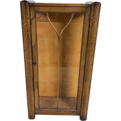 Art Deco Display Cabinet – Vintage Oak Glass Cabinet With Geometric Motif