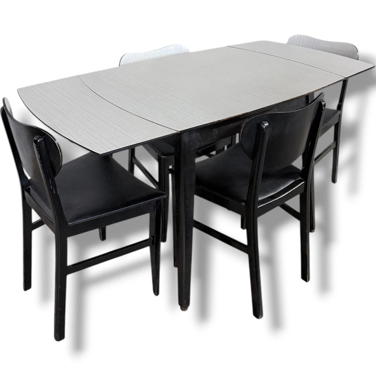 Vintage Drop-Leaf Dining Table – Mid-Century White Formica Extendable Set