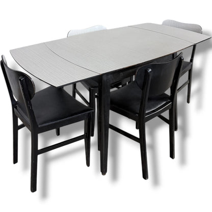 Vintage Drop-Leaf Dining Table – Mid-Century White Formica Extendable Set