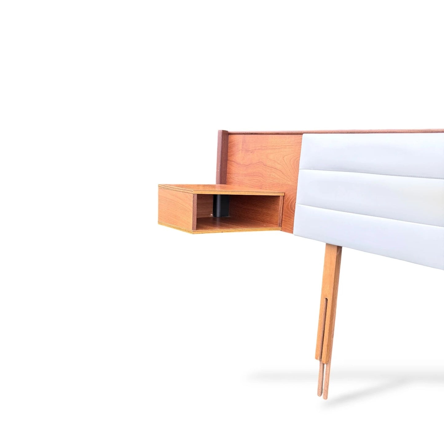 Mid-Century Teak Headboard with Floating Bedside Cabinets by Slumberland