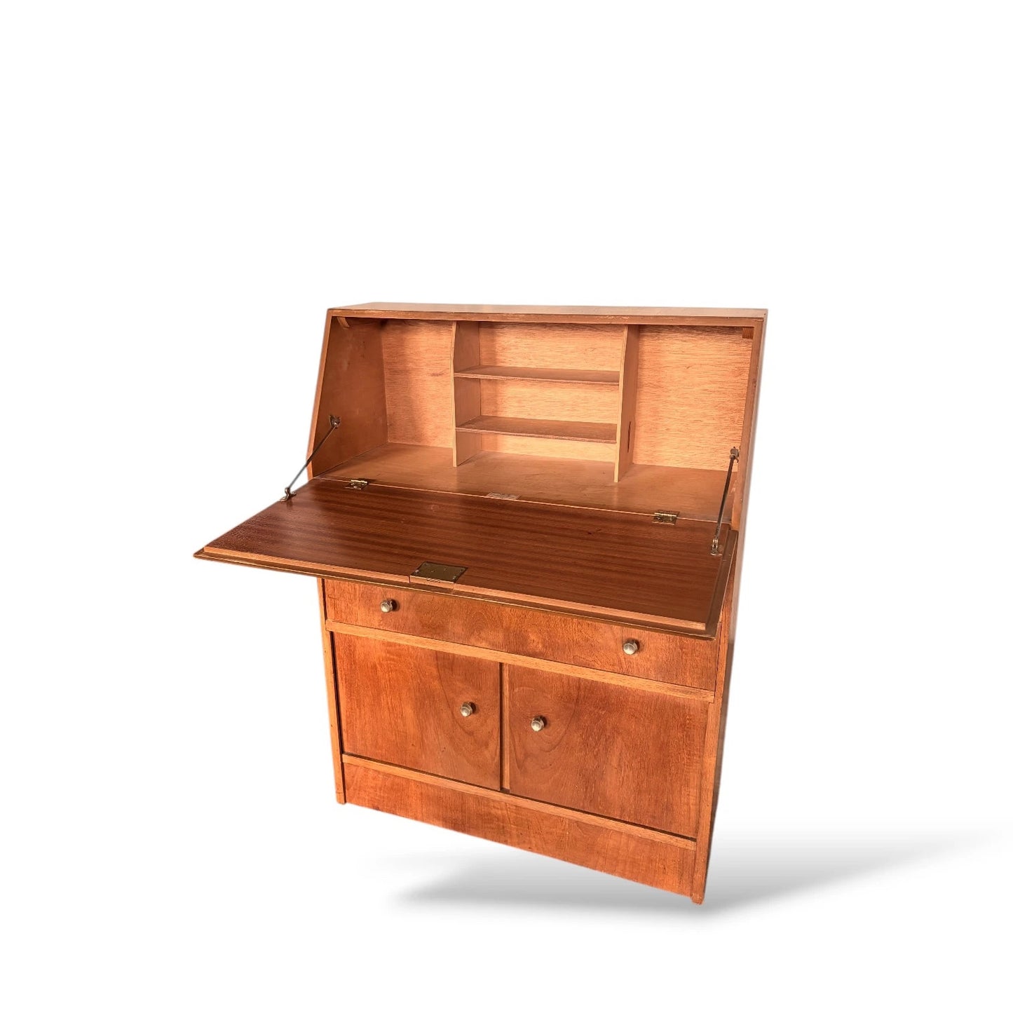 Vintage Mid-Century Oak Slimline Bureau – Compact Writing Desk