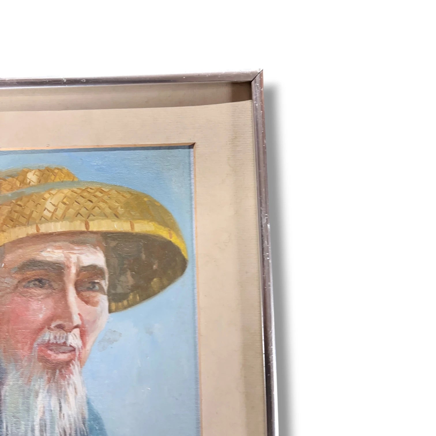 Vintage Chinese Oil Painting – Framed Elderly Man Portrait With Traditional Brushwork — view 6