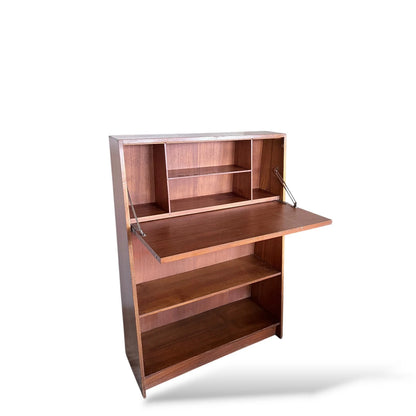 Mid-Century Slimline Teak Bureau Writing Desk – Compact
