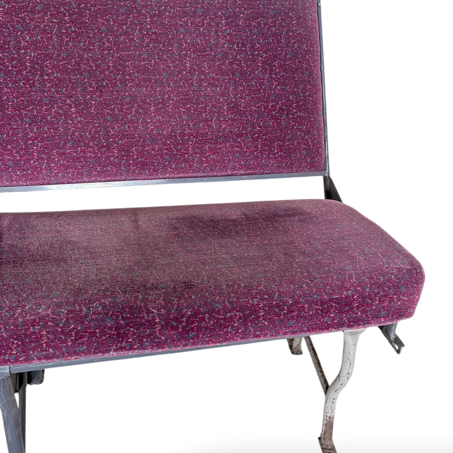 Vintage Purple Bus Seat – Industrial Mid-Century Bench
