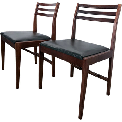Danish Rosewood Dining Chairs – Pair of Scandinavian Modern Slatted Back Seating