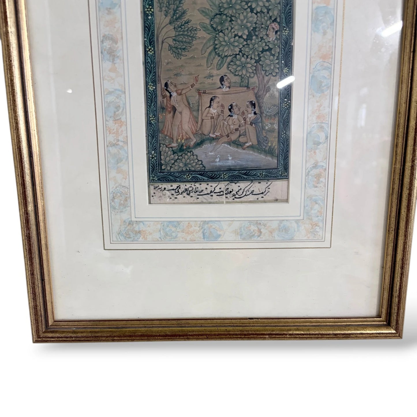 Framed Islamic Manuscript Painting – Persian Miniature Art with Calligraphy