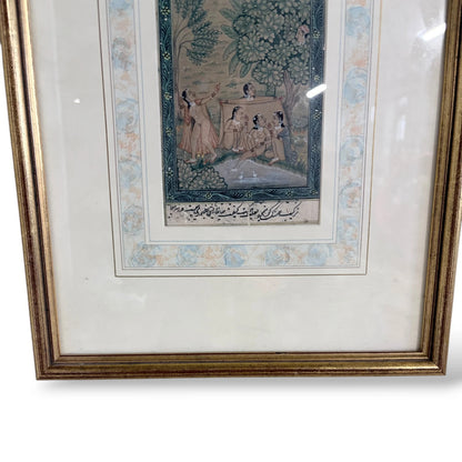 Framed Islamic Manuscript Painting – Persian Miniature Art with Calligraphy
