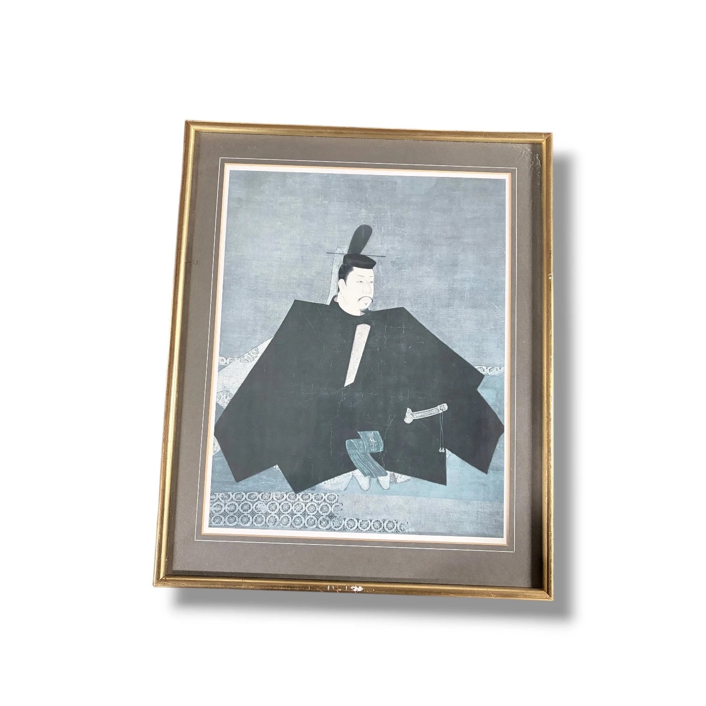 Vintage Japanese Art Print – First Shogun Portrait | Framed Gold-Toned Wall Art