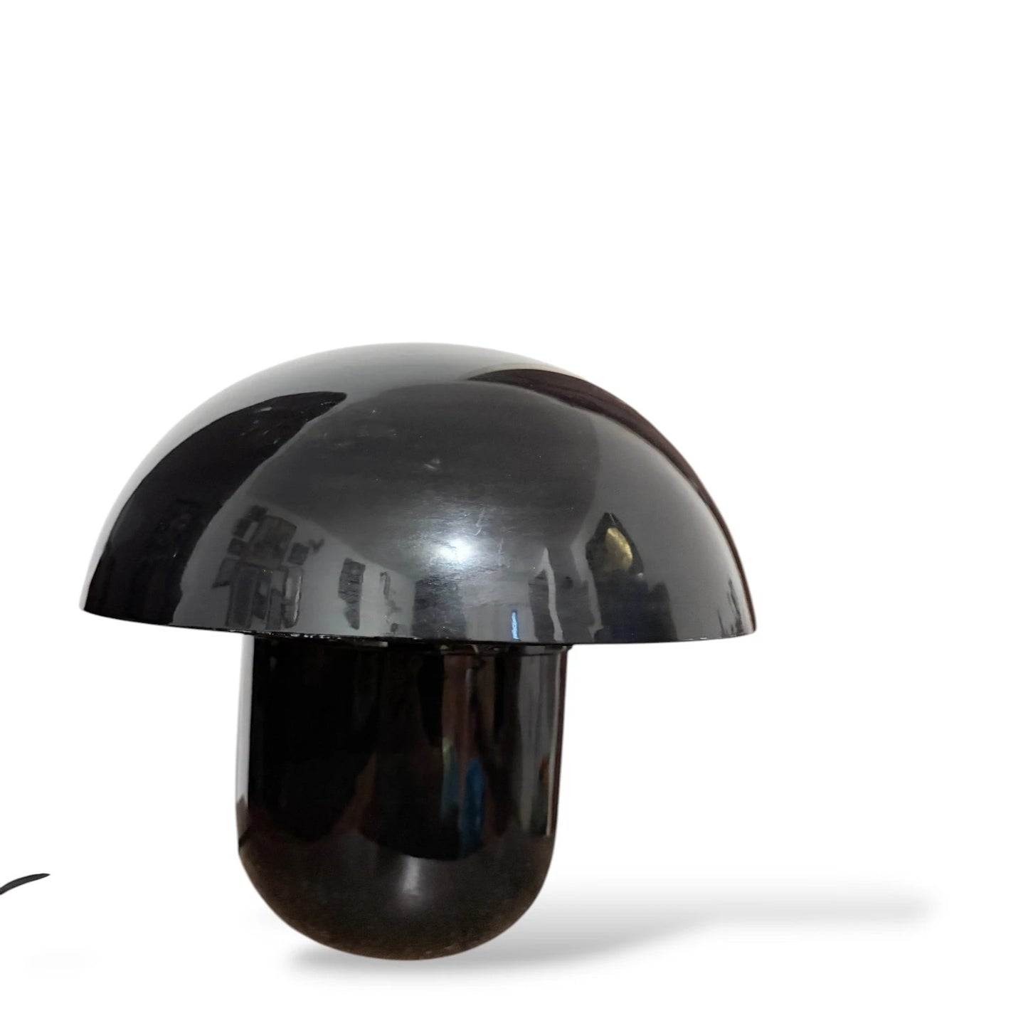 Vintage Black Mushroom Lamp | Fat Dome Table Lamp | 1970s Space Age