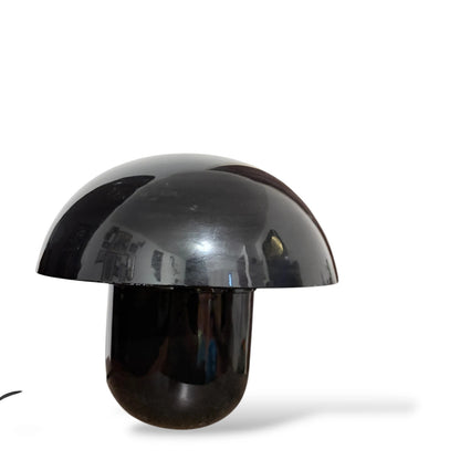 Vintage Black Mushroom Lamp | Fat Dome Table Lamp | 1970s Space Age