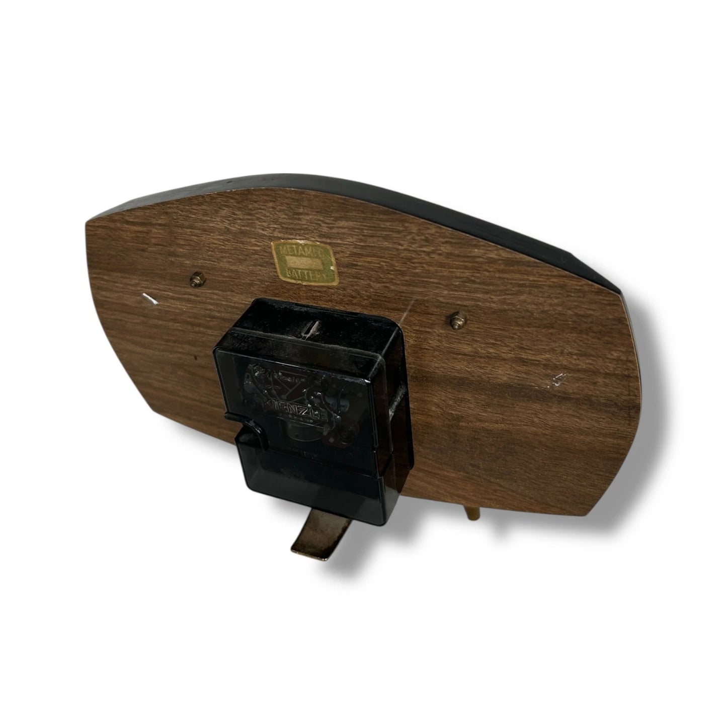 Vintage Metamec Mantel Clock – Mid Century Modern Teak & Brass Atomic