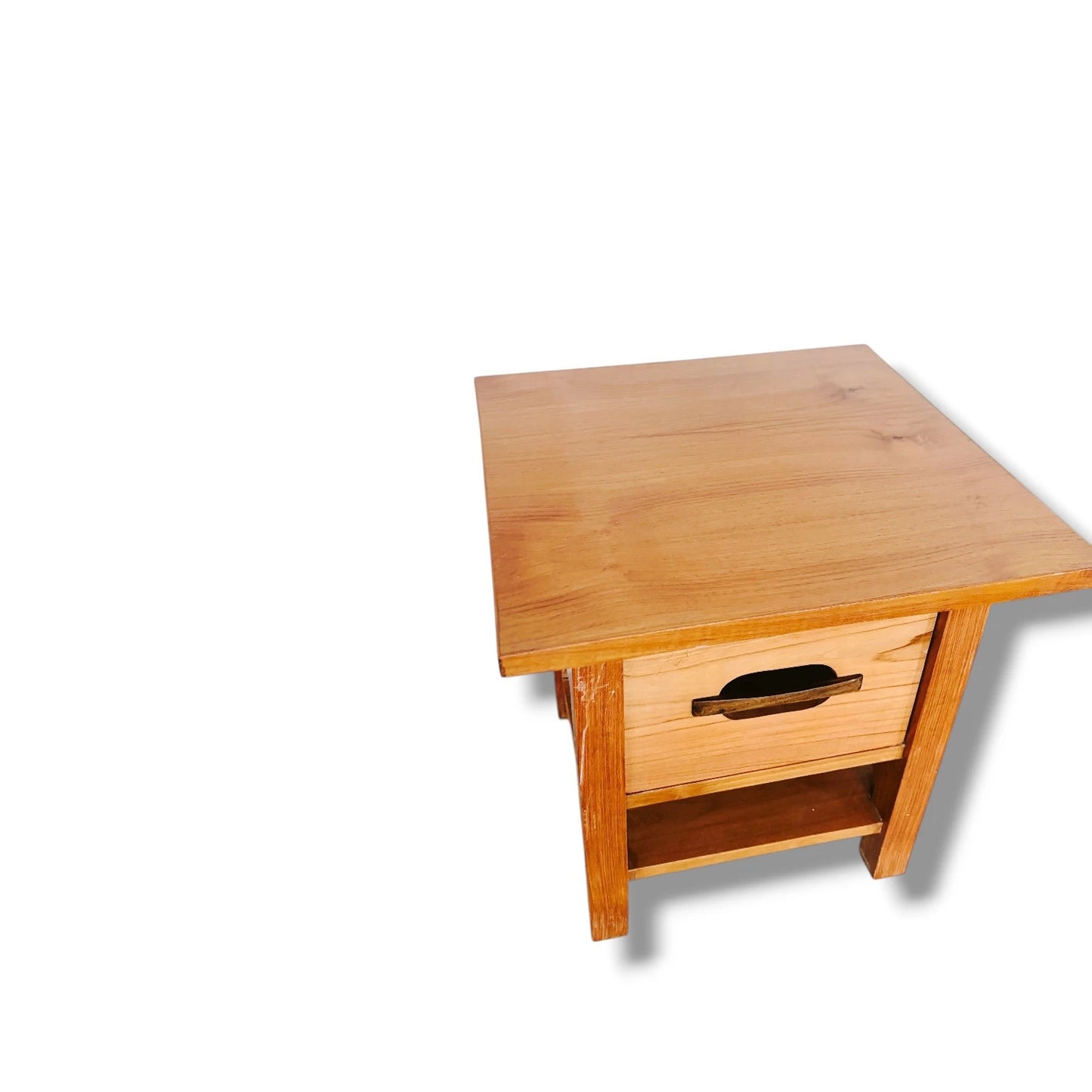 Pair of Mid-Century Teak Bedside Cabinets – Compact Nightstands with Drawer & Shelf