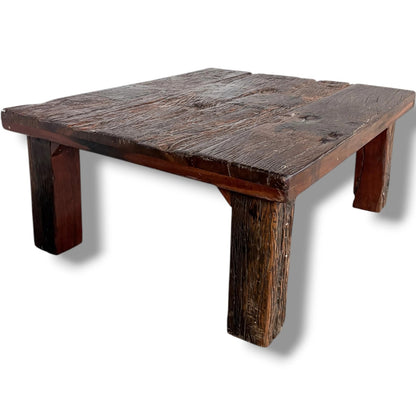 Driftwood Coffee Table – Rustic Reclaimed Wood Table With Chunky Legs