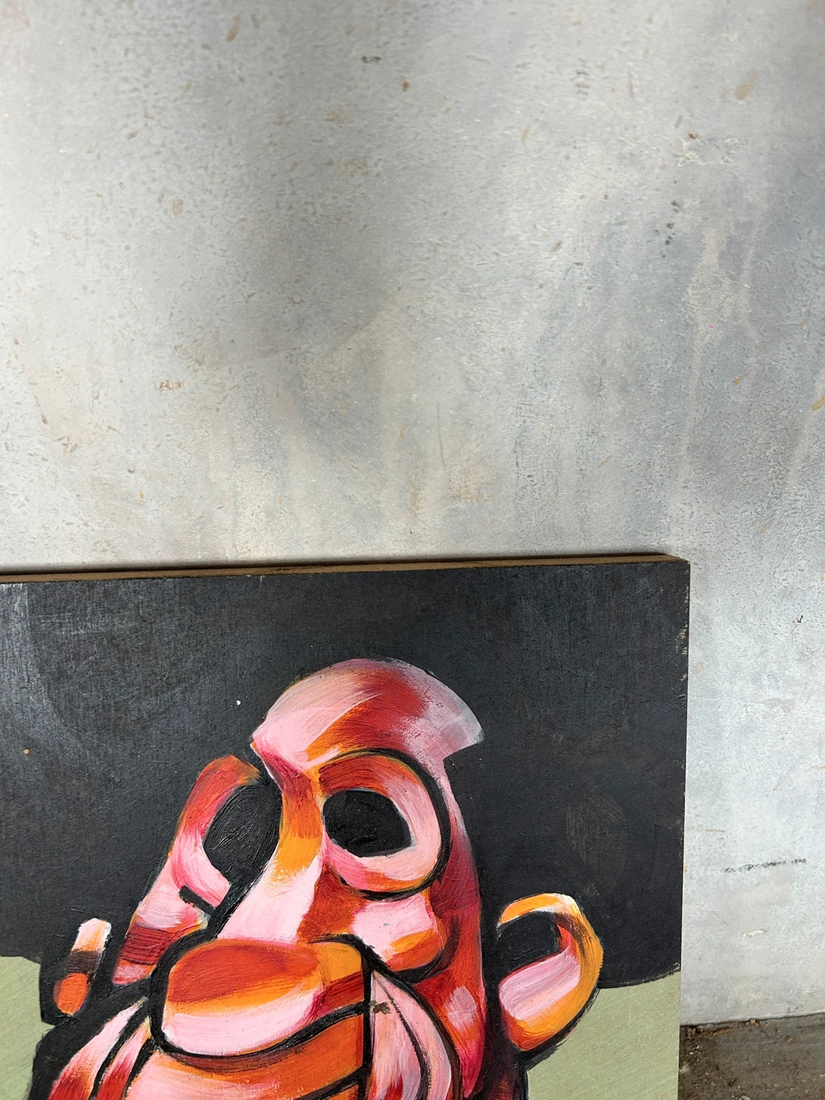 Outsider Art Portrait Painting | Neo Expressionist Abstract Face | Vintage Modernist Wall Art