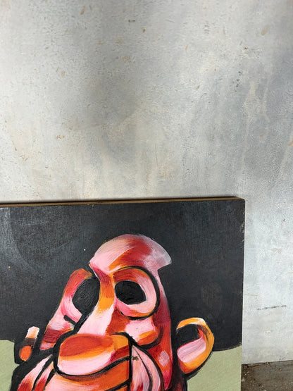 Outsider Art Portrait Painting | Neo Expressionist Abstract Face | Vintage Modernist Wall Art