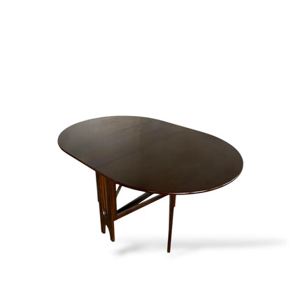 Vintage McIntosh Dark Wood Oval Drop Leaf Dining Table, Mid-Century Modern Extendable Table