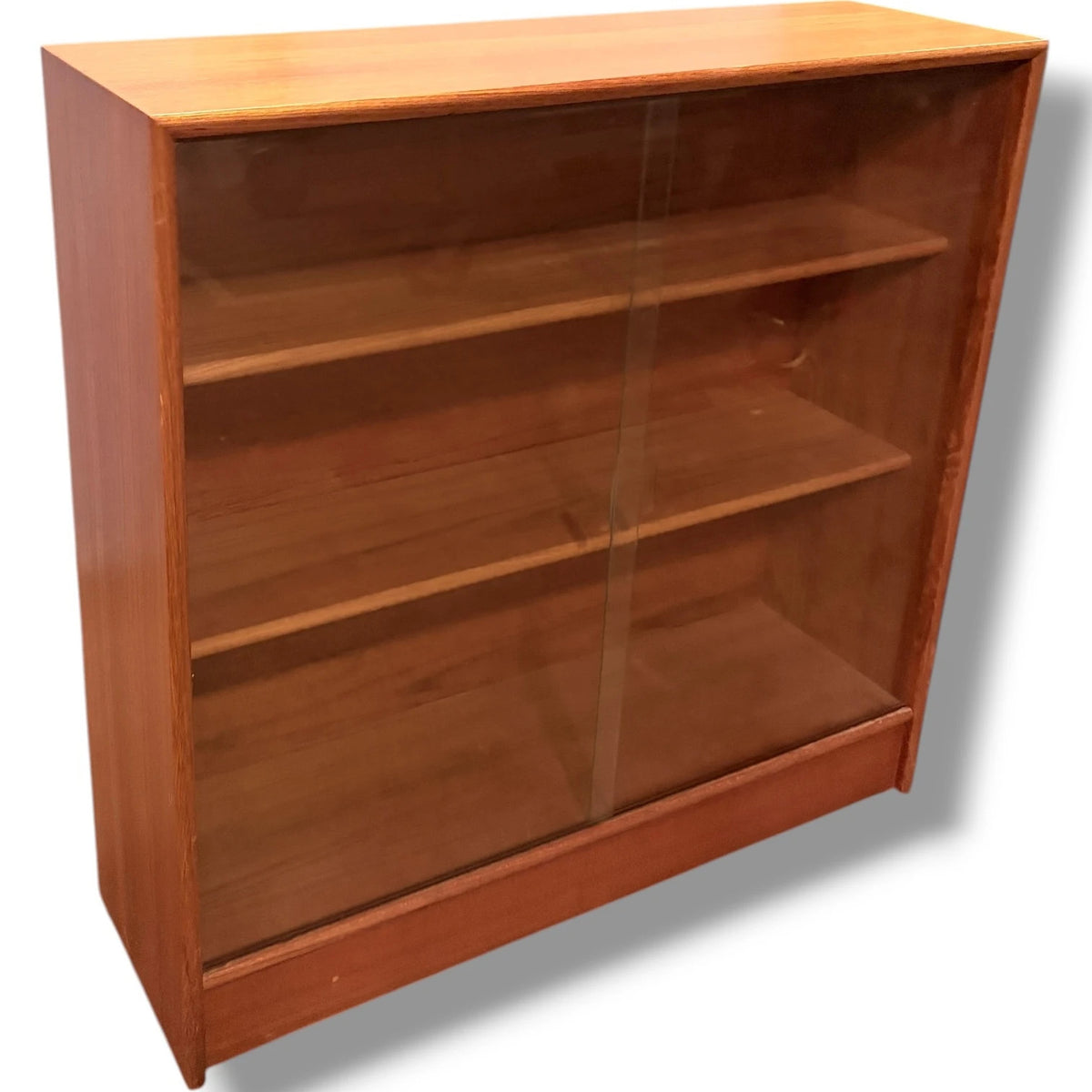 Mid Century Bookcase - Teak Sliding Glass Doors | Vintage Display Cabinet