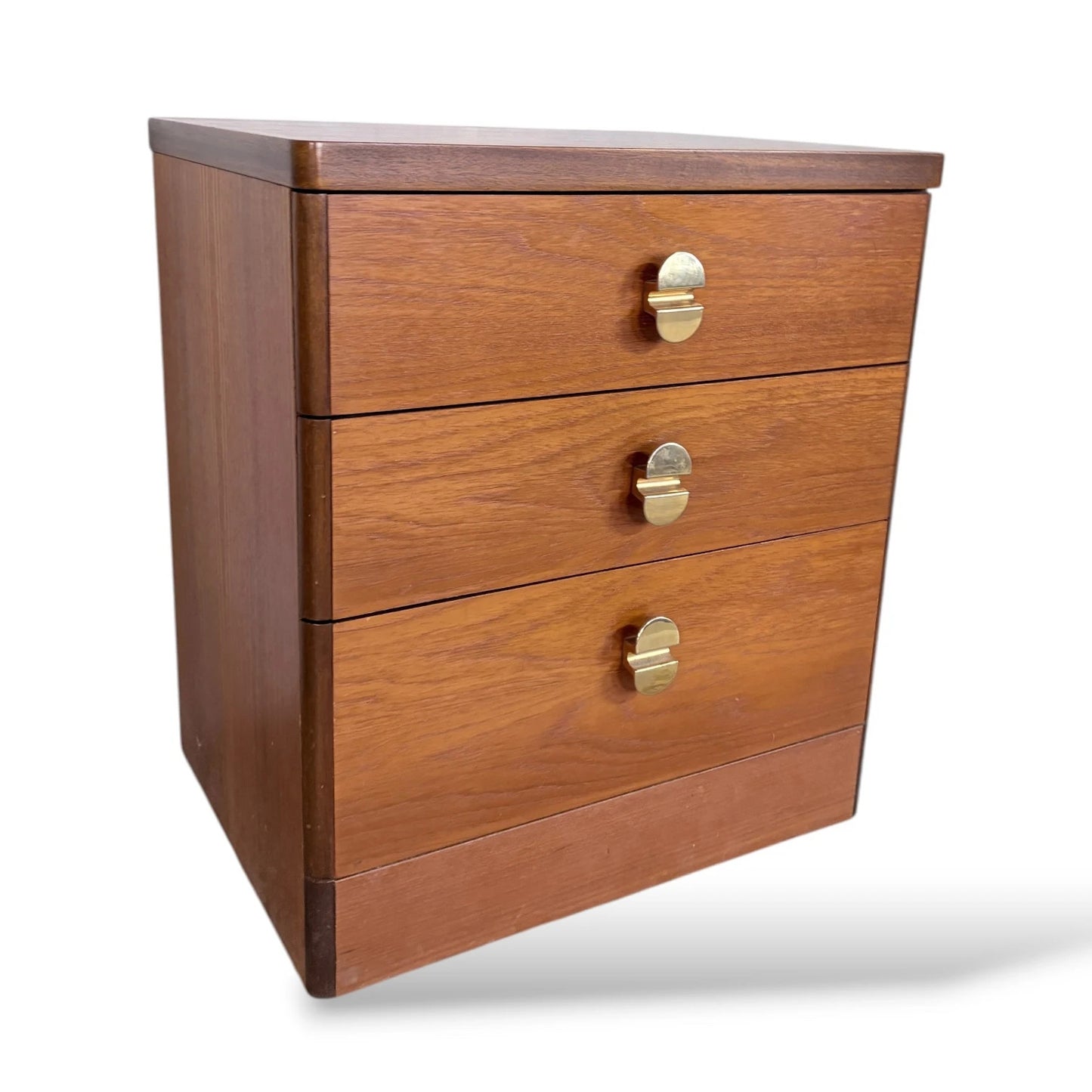 Mid Century Stag Teak Bedside Cabinet with Brass Handles