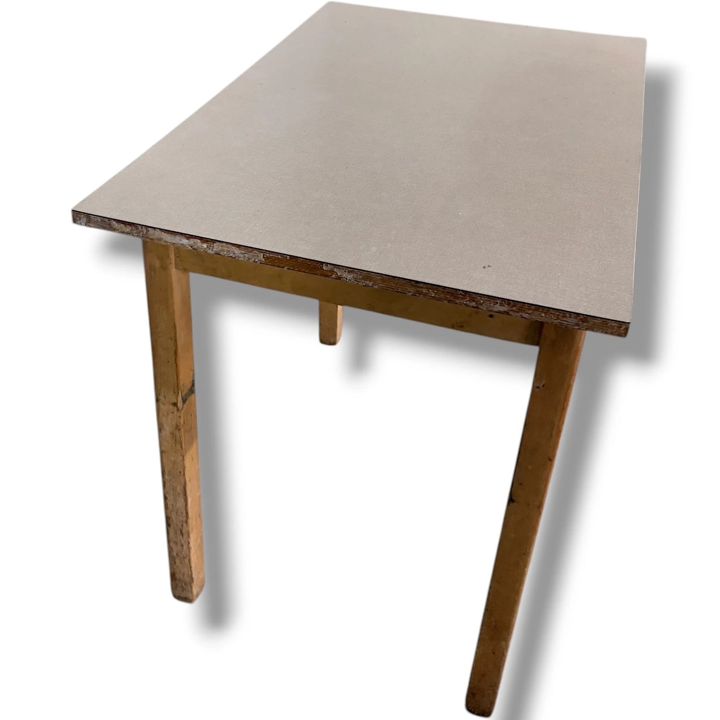 Mid Century Dining Table - Vintage Taupe Formica Top | Solid Wooden Legs