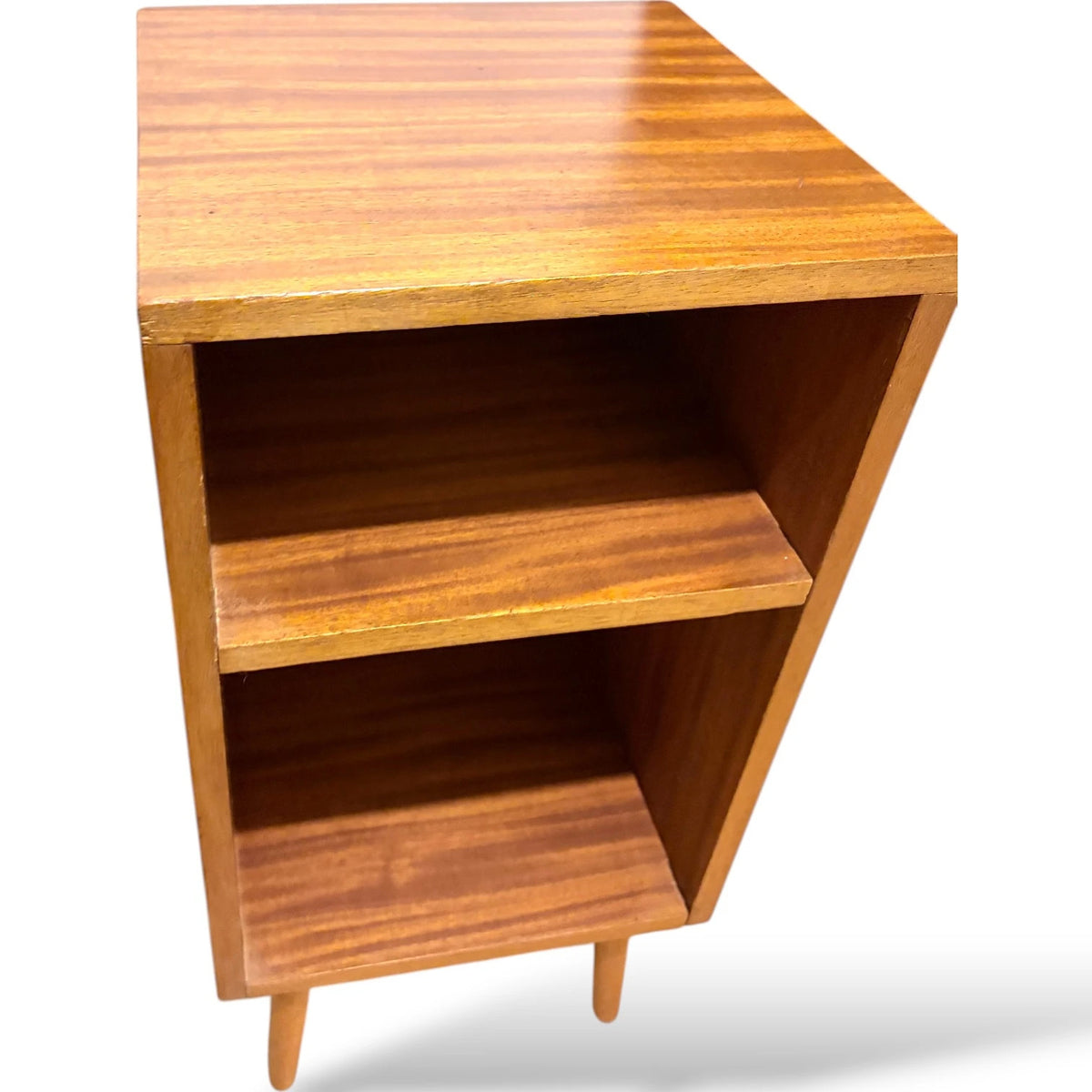 Mid Century Teak Bedside | Compact Nightstands with Open Shelf Storage