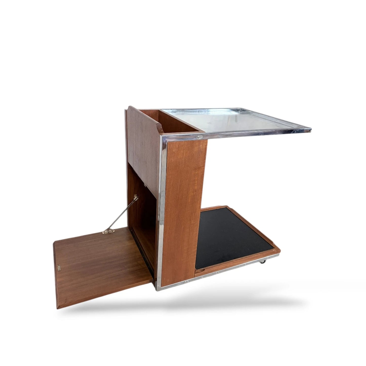 Toothill Chrome & Teak Drinks Trolley | Mid-Century Modern Bar Cart