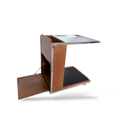 Toothill Chrome & Teak Drinks Trolley | Mid-Century Modern Bar Cart