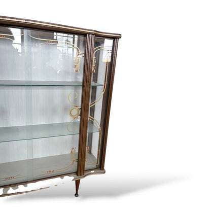 Formica Drinks Display Cabinet | Mid-Century Curved Glass Cocktail Bar
