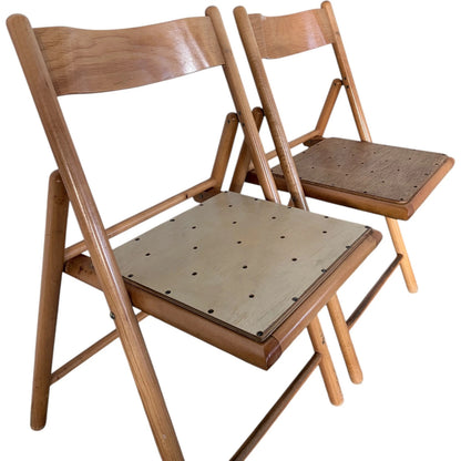 Habitat Folding Chairs - Vintage Beech Wood Mid Century Compact Seating — view 6