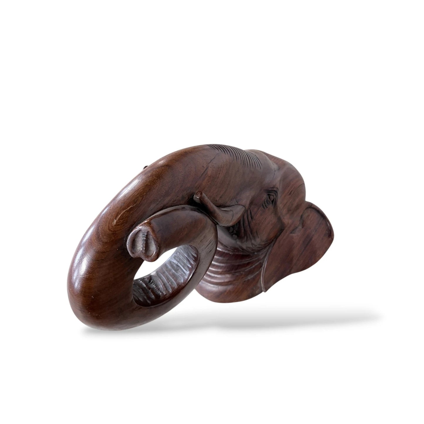 Vintage Hand-Carved Elephant Wall Sculpture – Ebonised Hardwood