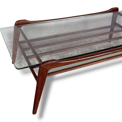 Mid Century Coffee Table – G Plan Vintage Glass Top Table with Teak Frame