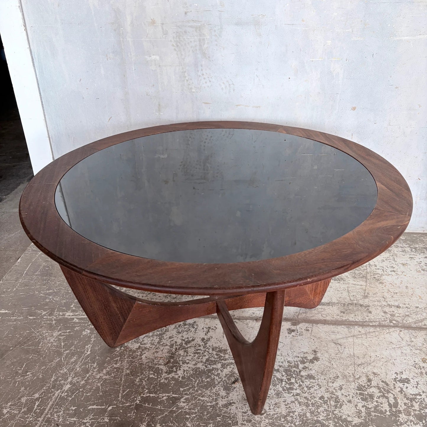 Vintage G Plan Astro Teak Coffee Table with Black Perspex Inset Top