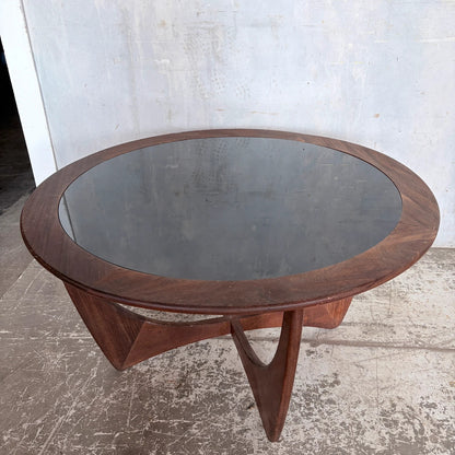 Vintage G Plan Astro Teak Coffee Table with Black Perspex Inset Top