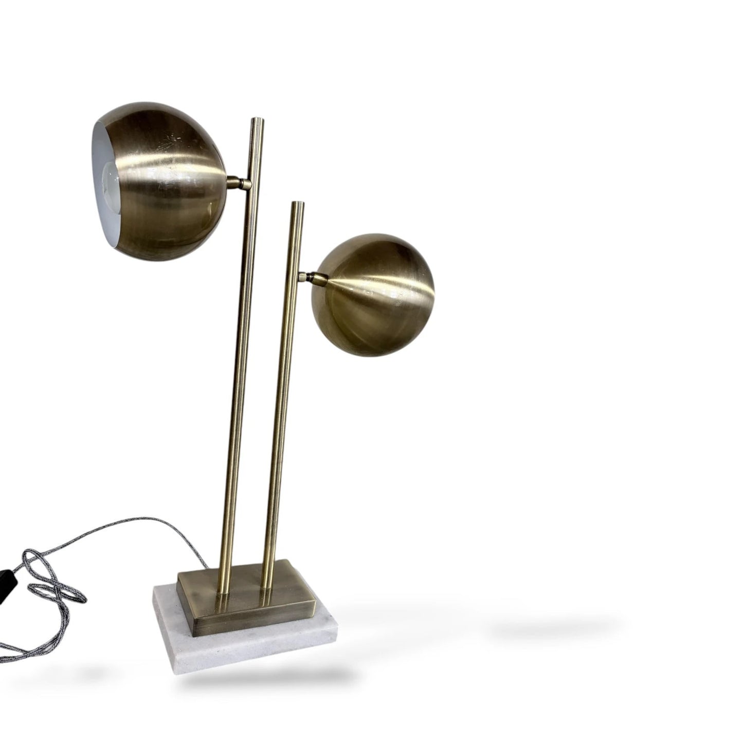 Vintage Brass Eyeball Lamp – Mid-Century Modern Dual Orb Table Lamp on Marble Base