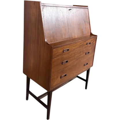 Mid Century Teak Bureau | Vintage Secretary Desk with Drop Down Writing Surface