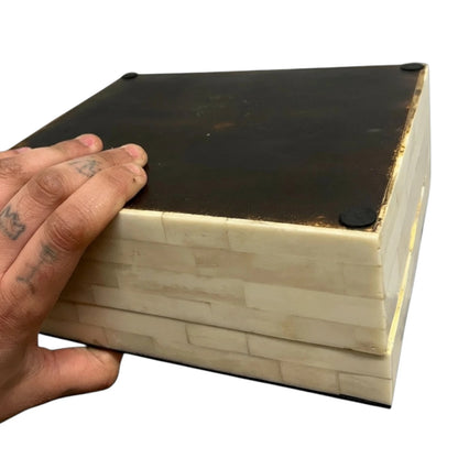 Mid-Century Bone & Ebony Inlay Decorative Box, 1960s