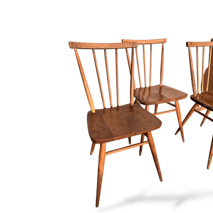 Set of 3 Vintage Ercol Stickback Chairs – Mid-Century Modern Elm & Beech