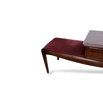Stag Mahogany Telephone Table | Mid-Century Hall Seat with Drawer