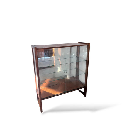 Mid Century Display Cabinet | Teak & Glass Sliding Doors | Vintage Hutch — view 6