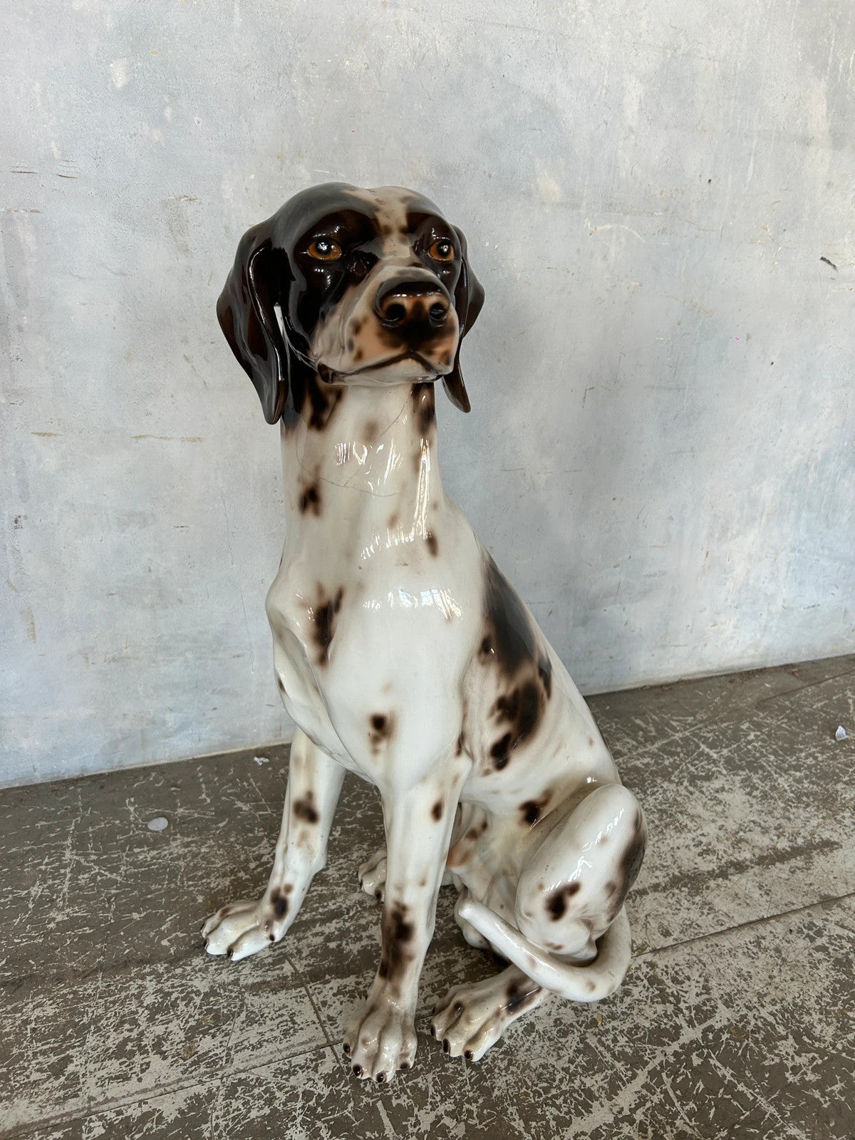 Mid Century Large Italian Pointer Dog Statue – Vintage Ceramic Hunting Dog Figurine