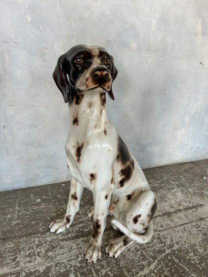 Mid Century Large Italian Pointer Dog Statue – Vintage Ceramic Hunting Dog Figurine
