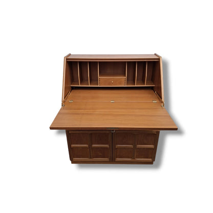 Teak Writing Bureau – Mid Century Desk | Drop Front Vintage Teak Desk