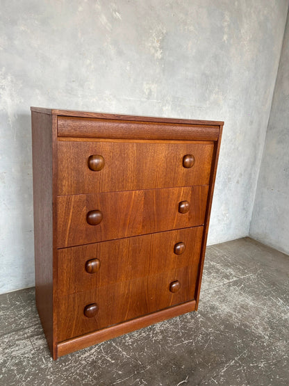 Mid Century Modern Elliot’s of Newbury Walnut Tallboy Chest of Drawers