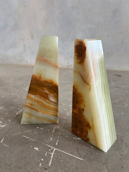 Mid Century Modern Onyx Marble Bookends