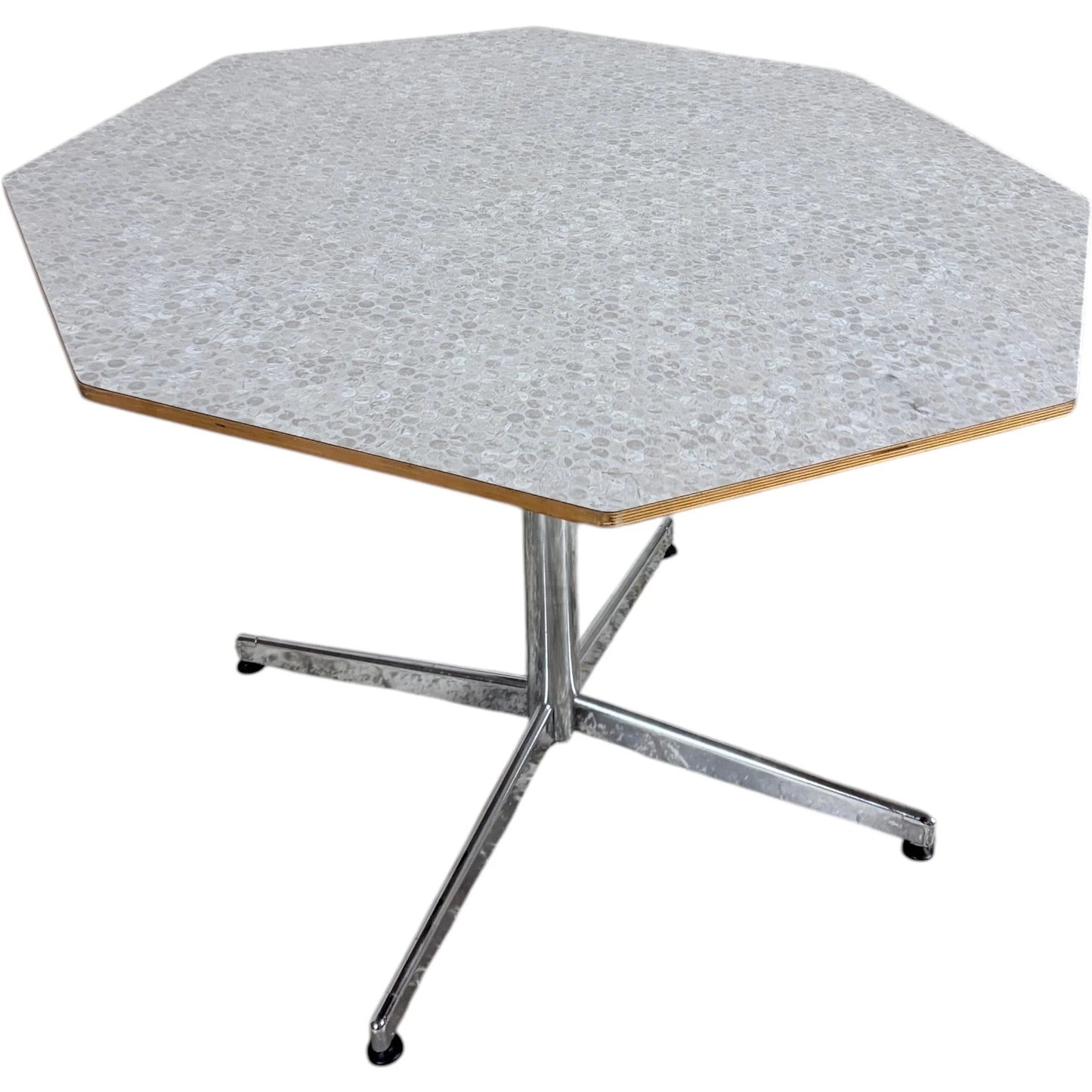 Mid Century Dining Table - Octagonal Formica Kitchen Table with Chrome Base