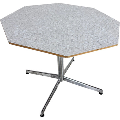 Mid Century Dining Table - Octagonal Formica Kitchen Table with Chrome Base