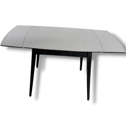 Extendable Dining Table – White Formica Top with Black Legs | Mid-Century Vintage Design