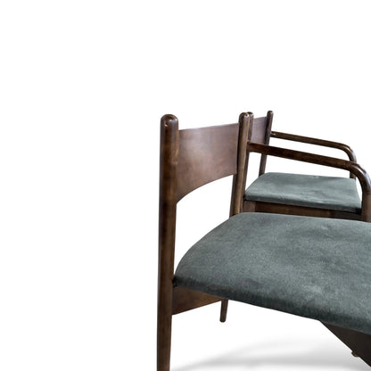 Pair of Mid-Century Modern Dark Wood Dining Chairs – Danish Style