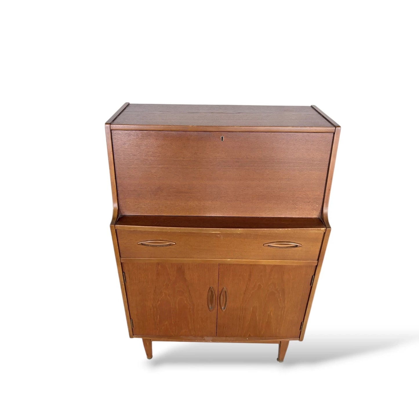 Mid Century Modern Vintage Jentique Teak Writing Desk Bureau Cabinet