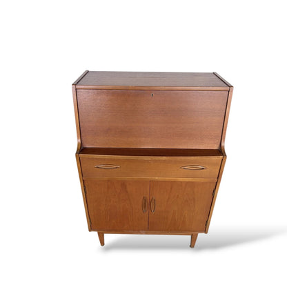 Mid Century Modern Vintage Jentique Teak Writing Desk Bureau Cabinet