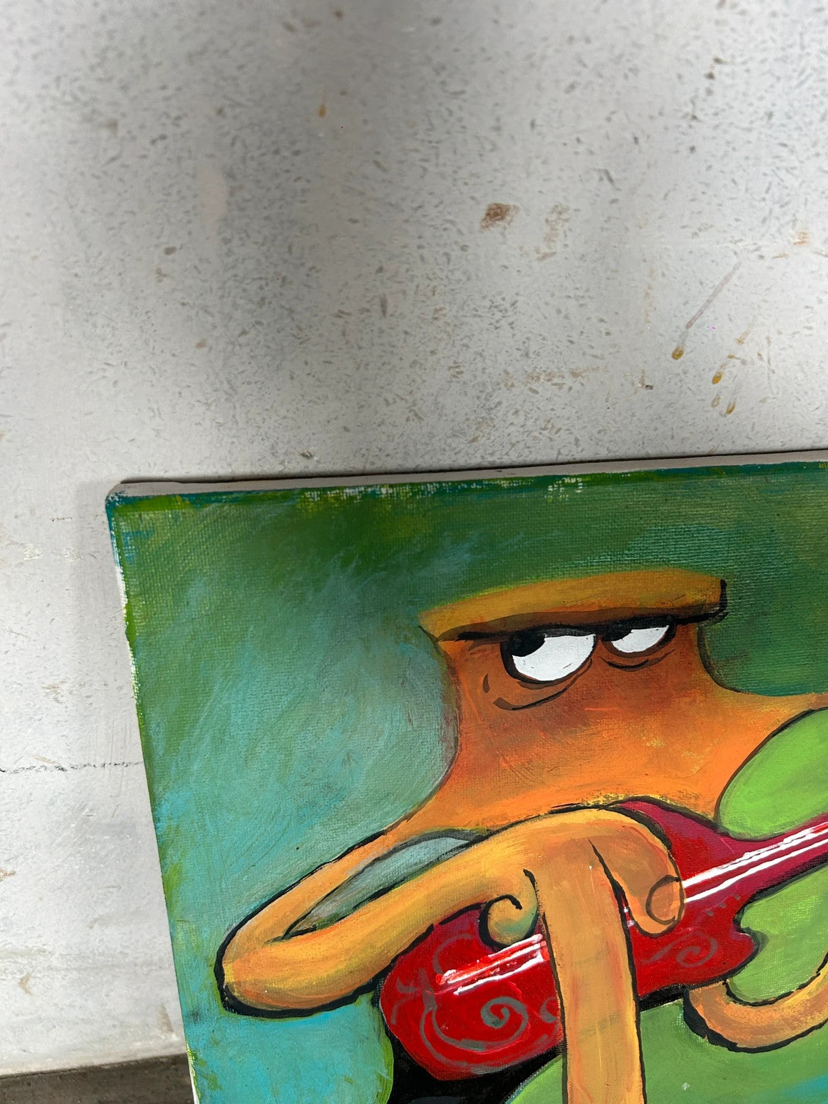 Surreal Pop Art Musician Painting | Vintage Outsider Art Canvas